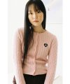 Heart Logo Cashmere Cable Cardi (Pink)
