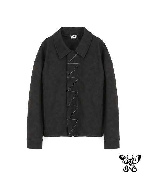 Оверсайз куртка из веган-кожи со строчкой Z (Black)