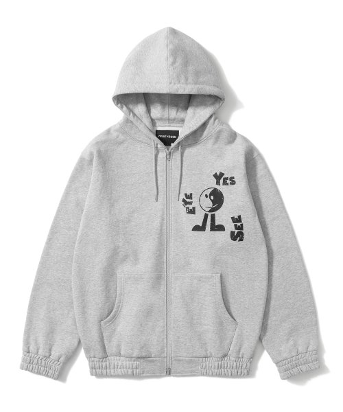 예스아이씨(YESEYESEE) Cartoon Zip-up Hoodie Grey - 사이즈