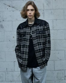 OVERFIT COLOR BLOCK CHECK SHIRKET (BLACK)