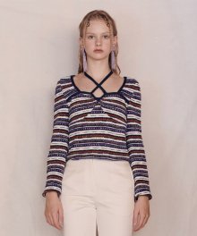 Strappy halter neck Knit (Purple)