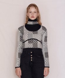 Patchwork halterneck Top (Black)