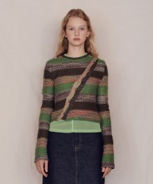 Slash Button Stripe Knit (Green)