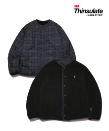 REVERSIBLE WARM UP QUILTING JACKET CHECK / BLACK