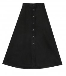 Button Maxi Denim Skirt BLACK