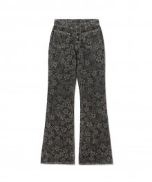 Laser Engraved Butterfly Denim Pants Black