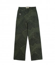 Patchwork Denim Pants Khaki