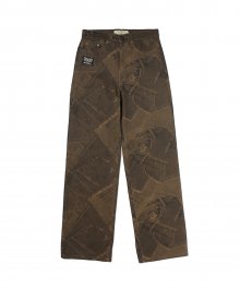 Patchwork Denim Pants Brown