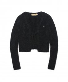 Fuzzy Eyelash Cardigan Black