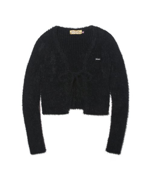 MUSINSA BADEE Fuzzy Eyelash Cardigan Black