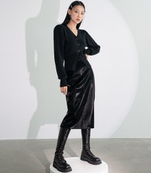 Shiny Leather Skirt BLACK