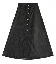 Shine Button Maxi Skirt BLACK