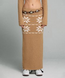 Nordic Knit Maxi Skirt Carmel