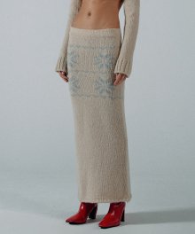 Nordic Knit Maxi Skirt Ivory
