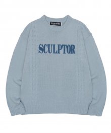 Cable Color Logo Knit Baby Blue