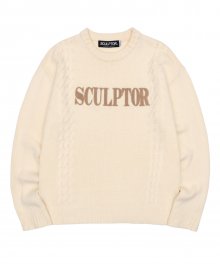 Cable Color Logo Knit Ivory