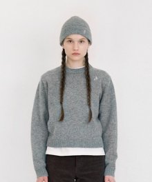 wool round knit gray