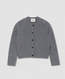 wool round cardigan gray