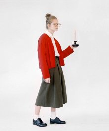 two-tuck cotton skirt khaki