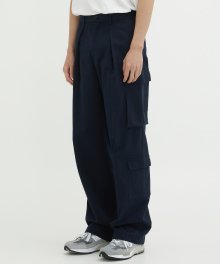 REVERSE PLEATED CARGO PANTS (DARK NAVY)