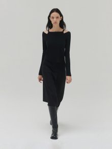 Layered boat neck t (black)