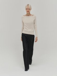 Layered boat neck t (beige)