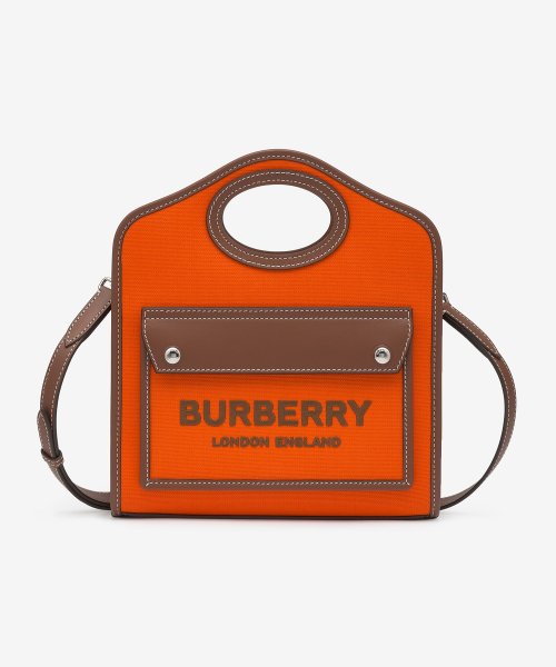 MUSINSA BURBERRY Mini Two Tone Pocket Tote Bag Orange Tan 8055752