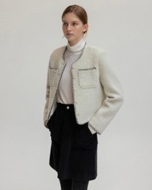 Puffy tweed jacket (ivory)