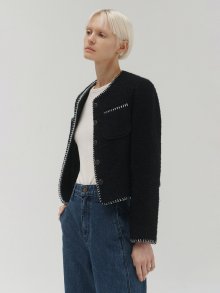 Puffy tweed jacket (black)