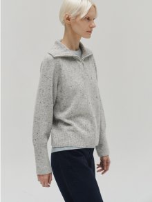 Cookie halfneck zip-up knit (gray)