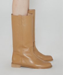 Calf-High Leather Boots (Tan)
