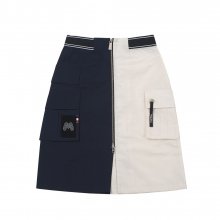 Half&Half Color Block Long Skirt_White