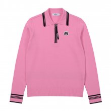 Tip Color Point Half Zip-up Sweater_Pink