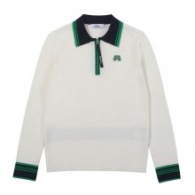 Tip Color Point Half Zip-up Sweater_Navy