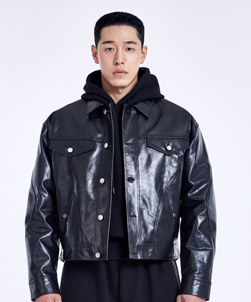 51퍼센트(51PERCENT) Tunnel Lining leather Jacket - Black... 무신사 51퍼센트(51PERCENT)  Tunnel Lining leather Jacket - Black... 