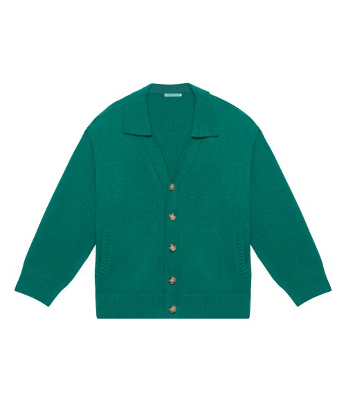 Шерстяной кардиган с воротником Ms - Green