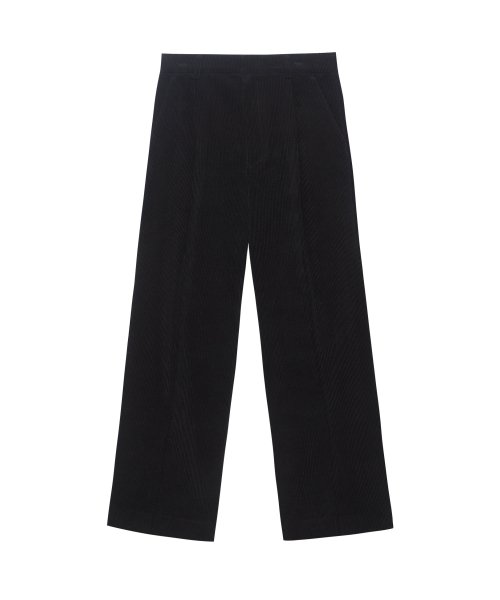 Вельветовые полуширокие слаксы Ms - Black