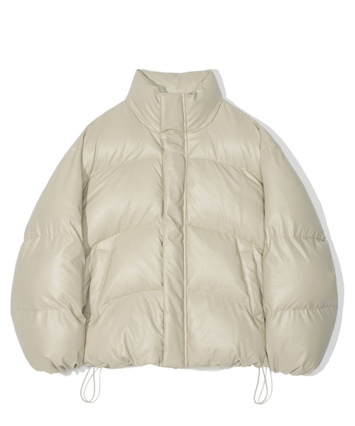 MUSINSA公式 | PARTIMENTO [Vegan Leather] 3M Thinsulate Featherless Puffer  Short Padded Jacket Beige