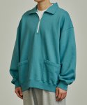 공백(GONGBAEK) Half Zip Pocket Sweat Shirt_Blue Green