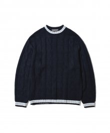 FIVETWO STAMP CABLE SWEATER [NAVY]