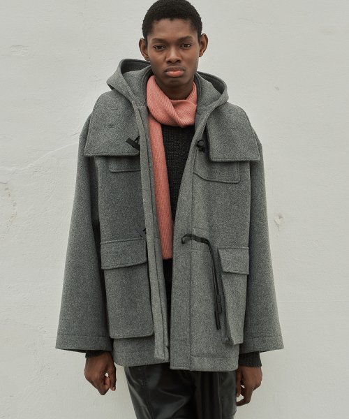 Свободный дафлкот с капюшоном (Grey)