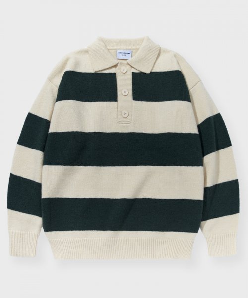 Оверсайз регби полосатый вязаный Forest Green