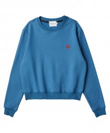 [기모] [WOMENS EDITION] 노맨틱 베이직 로고 코튼 스웨트 셔츠 블루