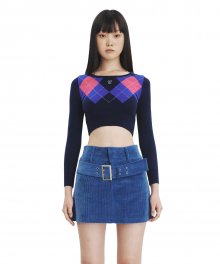 C COLOR ARGYLE KNIT TOP_NAVY