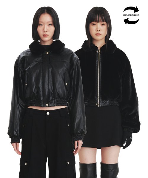 MUSINSA公式 | CURETTY C REVERSIBLE FUR LEATHER JACKET_BLACK