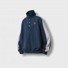 Two-Tone High Neck Sweat Pull Over - Navy