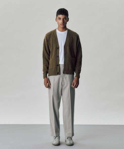 Полуширокие шерстяные брюки на резинке 22F/W (Beige)