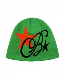 Star Jacquard Beanie Neon Green