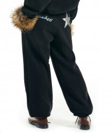 Star Aplique Fleece Jogger Pants Black