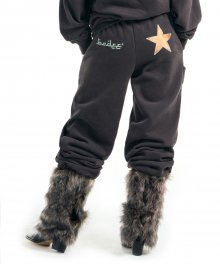 Star Aplique Fleece Jogger Pants Charcoal